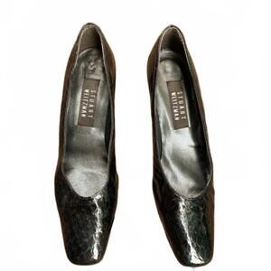 Stuart Weitzman Vintage EUC Ebony Crocodile Narrow Pump ~ Size 7.5 AA